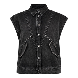 Co'Couture VickyCC Stud Denim Vest Black