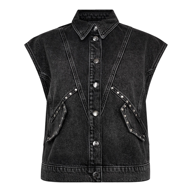Co\'Couture VickyCC Stud Denim Vest Black