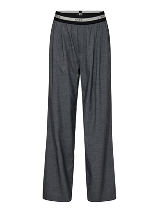 Co'Couture CocoCC Tailor Pleat Logo Pant Grey Melange