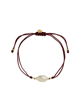 Stine A Baroque Pearl Berrie Bracelet Bordeaux Ribbon