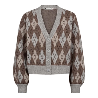 Co'Couture RowCC Check Cardigan Walnut