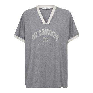 Co'Couture SiaraCC Oversize Sporty V-Tee GreyMelangeOffWhite 