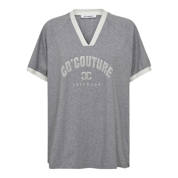 Co\'Couture SiaraCC Oversize Sporty V-Tee GreyMelangeOffWhite 