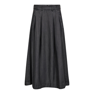 Co'Couture AnyaCC Denim Pleat Skirt Black