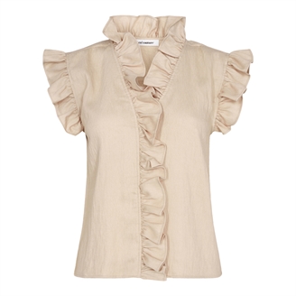 Co'Couture SuedaCC Frill Top Bone