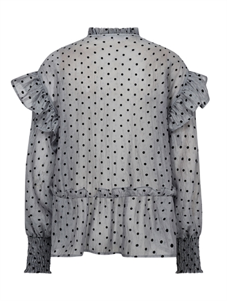 Co\'Couture KatinkaCC Dot V-Frill Blouse Light Grey