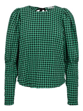 Co'Couture CalebCC Check Bow Blouse Green