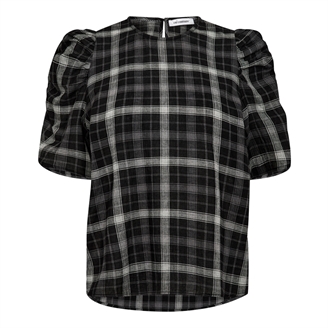 Co'Couture SallyCC Check SS Blouse Black