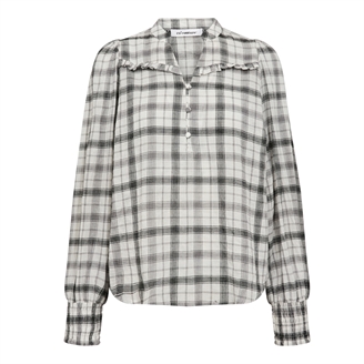 Co'Couture Sally Check V-Blouse Off white
