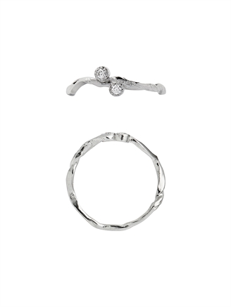 Stine A Flow Ring with Two Stones Silver