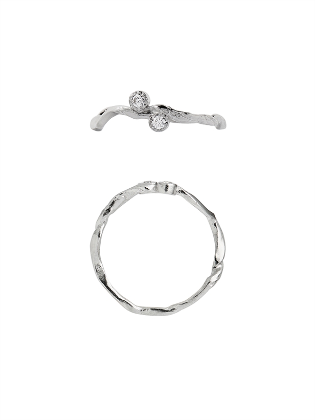 Stine A Flow Ring with Two Stones Silver