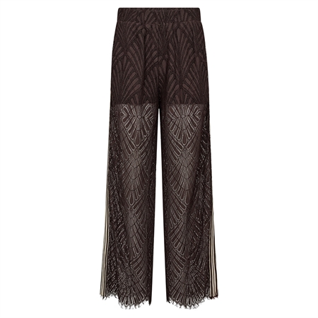 Co'Couture LetiCC Lace Panel Pant Dark Brown