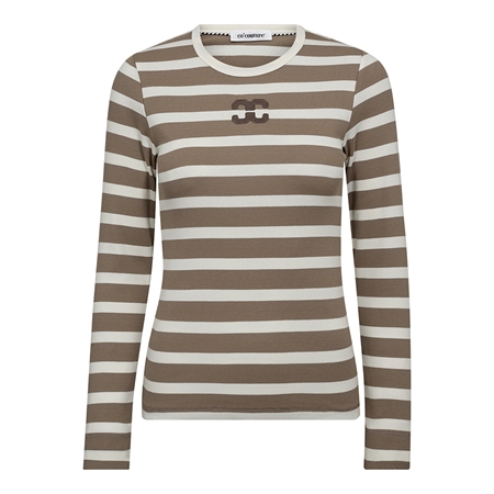 Co'Couture GrannyCC Rib Emb LS Blouse Offwhite/Walnut