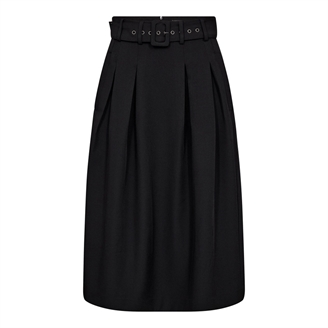Co'Couture LunaCC Belt Midi Pleat Skirt Black