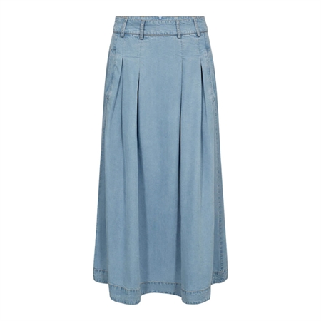 Co'Couture TillyCC Anya Pleat Skirt Fade Denim