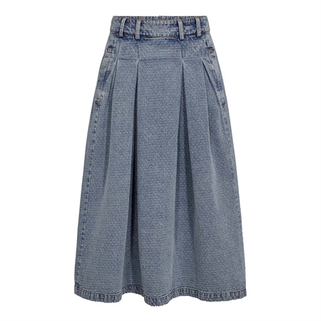 Co'Couture LovaCC Anya Pleat Skirt Denim Blue
