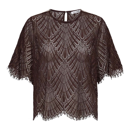 Co'Couture LetiCC Lace Blouse Dark Brown