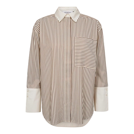 Co'Couture AvaraCC Stripe Shirt Bone/Brown