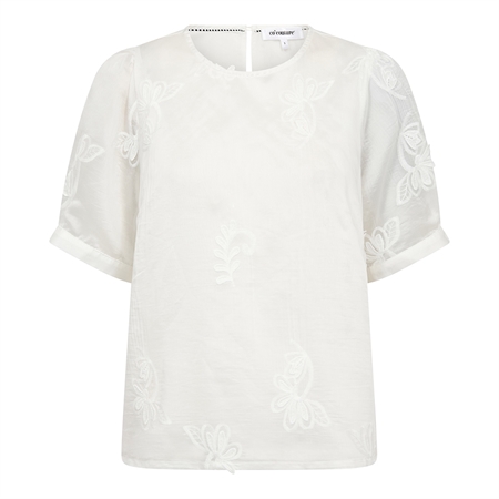 Co'Couture NovinCC Emb SS Blouse Off white