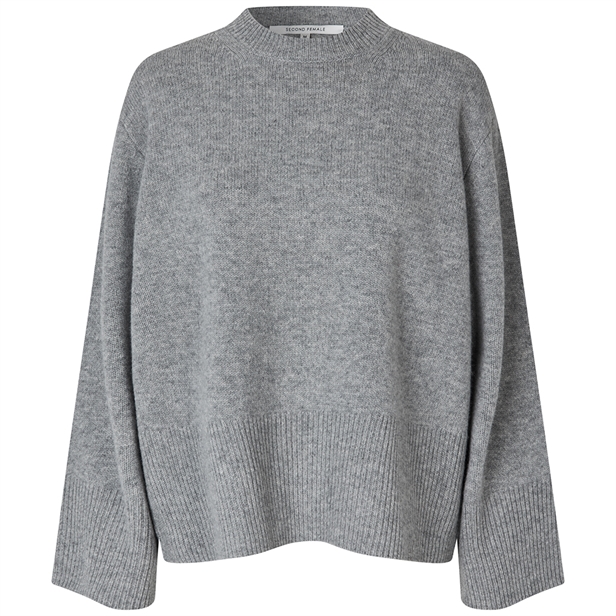 Second Female Alpha Knit O-Neck Grey Melange