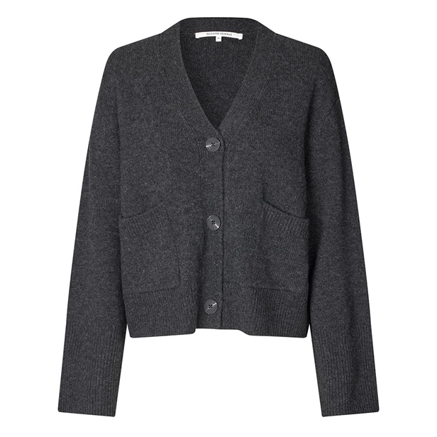 Second Female Alpha Knit Cardigan Charcoal Gray