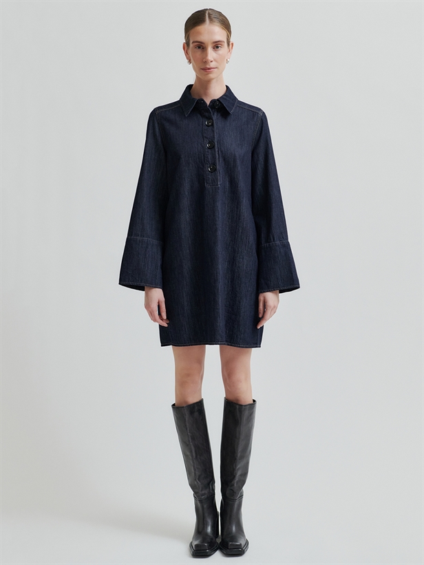 Second Female Dera Denim Tunic Dress Dark blue denim