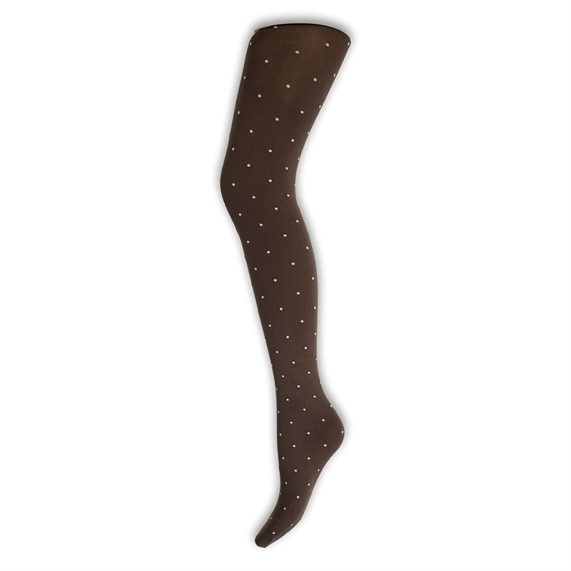 A Moi Agnes Brown Dot Tights Dark brown w. off white dots