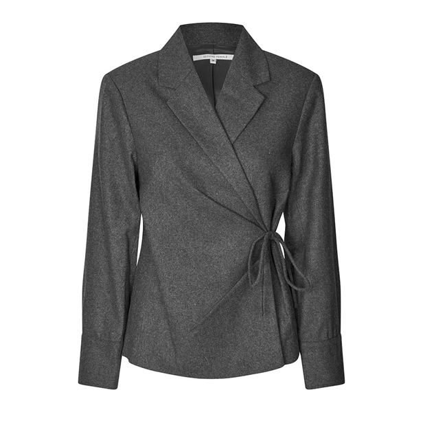 Second Female Milea Wrap Shirt Dark Grey Melange