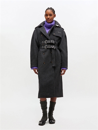 Ganni Peacoat Wool Trench Phantom