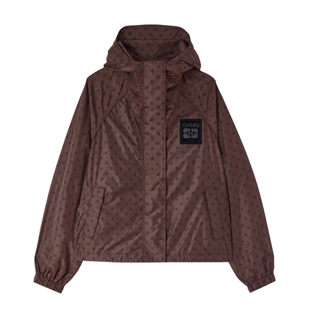 GANNI Printed Flyweight Nylon Jacket Chicory Coffee