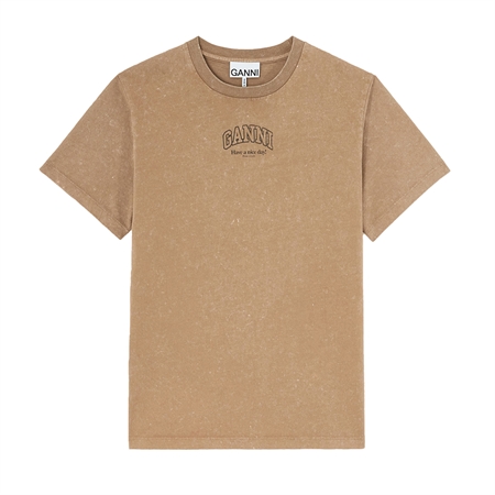 Ganni Future Essentials Washed Effect Tee Coca Mocha