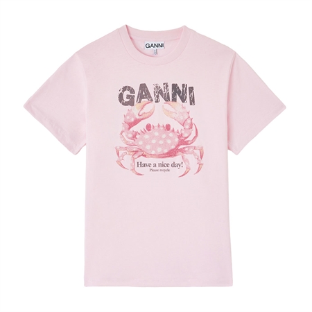 Ganni Basic Cotton Jersey T-shirt Chalk Pink