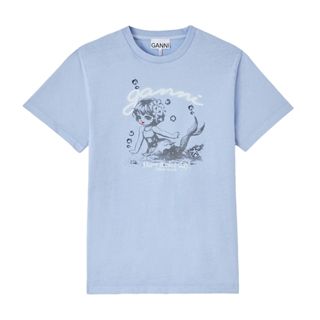 GANNI Future Jersey Washed T-shirt Mermaid Soft Chambray