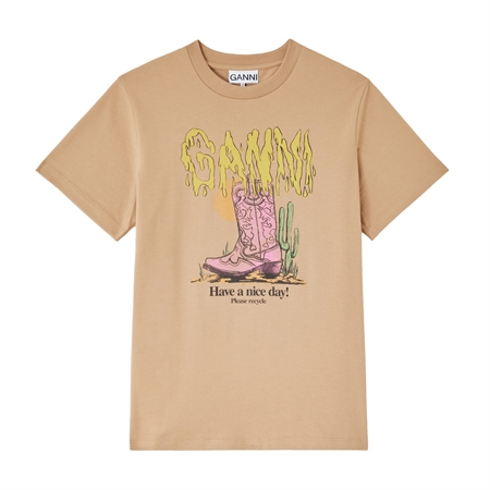 GANNI Basic Cotton Jersey Pink western boot Sand