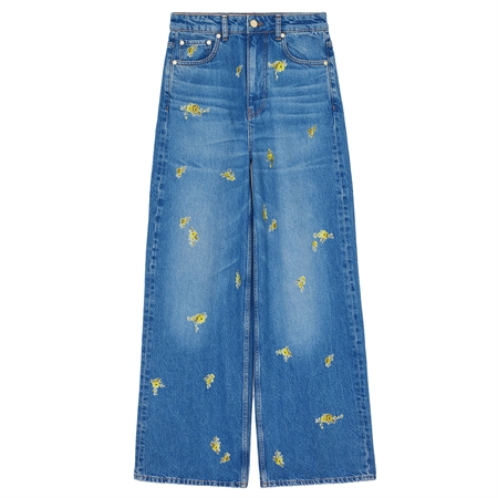 Ganni Printed Flower Denim Lari Jeans Light Blue Vintage