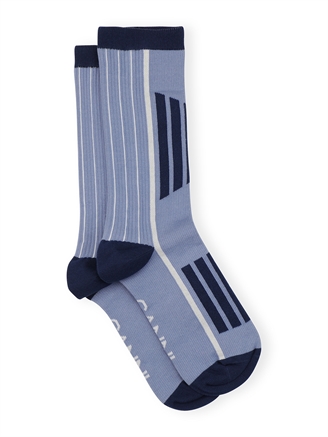Ganni A5293 Sporty Socks Silver Lake Blue
