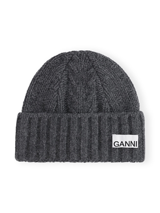 Ganni A5362 Cable Beanie Frost Gray