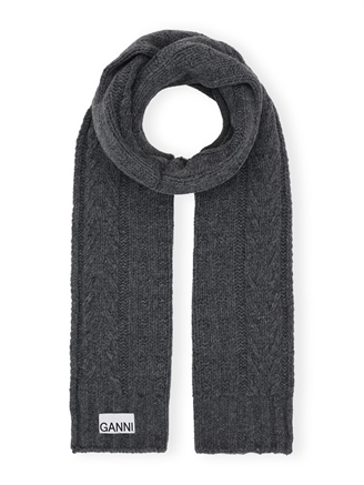 Ganni A5364 Cable Scarf Frost Gray