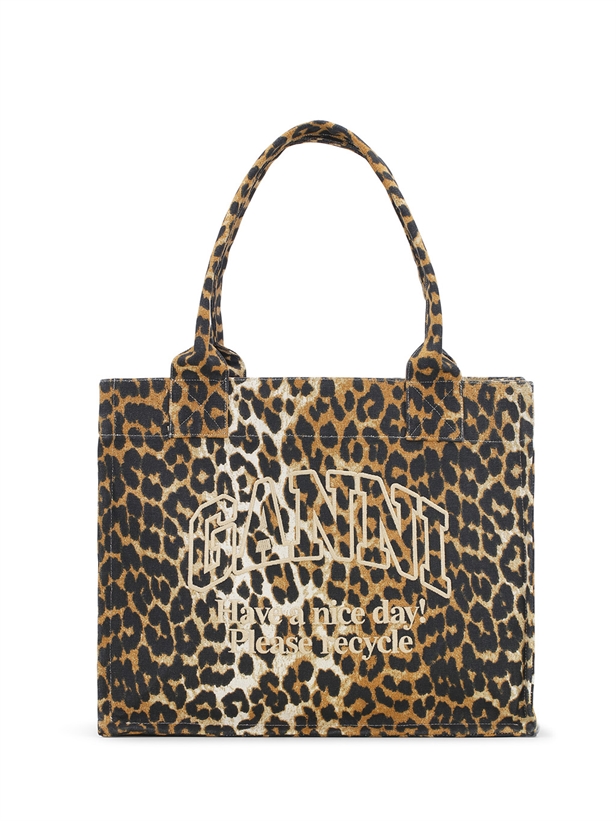 Ganni A5807 Large Easy Shopper Print Leopard