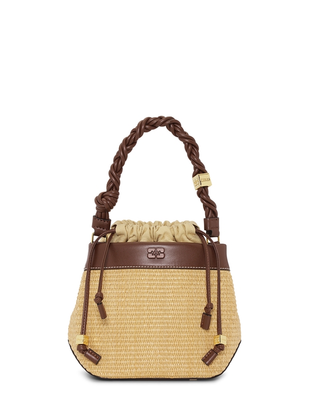 Ganni A5905 Ganni Bou Bucket Bag Raffia Nature