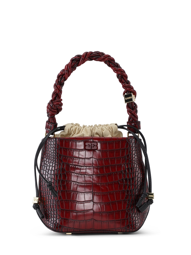 Ganni A6079 Ganni Bou Bucket Bag Croco Burgundy