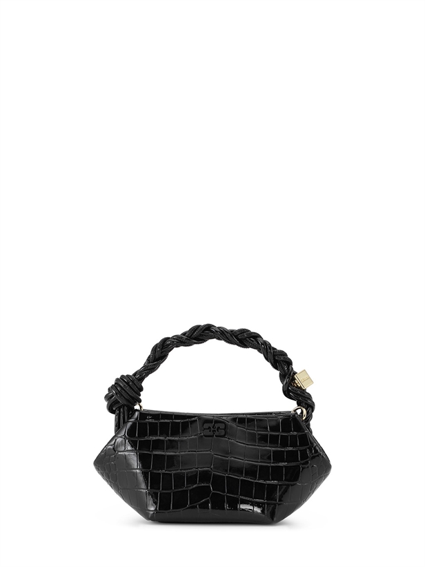 Ganni A6089 Ganni Bou Bag Mini Patent Croco Black