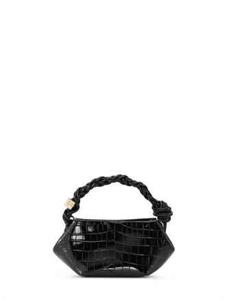 Ganni A6089 Ganni Bou Bag Mini Patent Croco Black