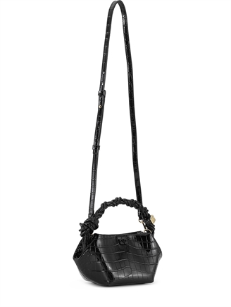 Ganni A6089 Ganni Bou Bag Mini Patent Croco Black