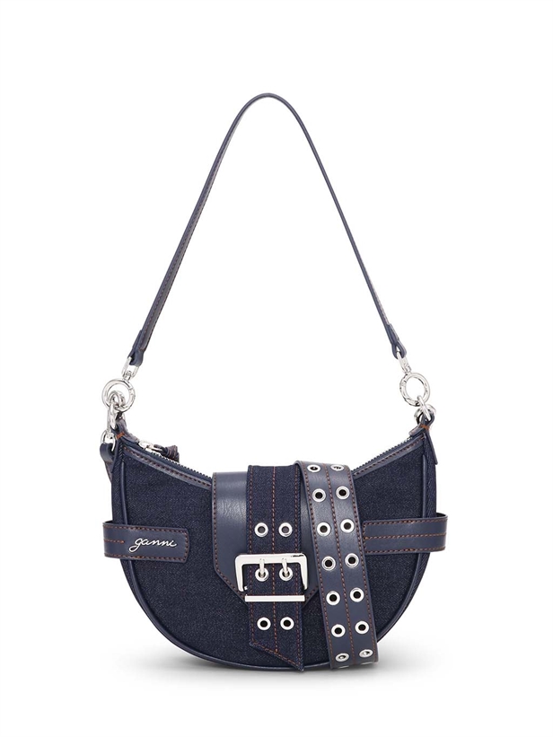 Ganni A6137 Bucky Bag Small Crossbody Denim Dark Blue