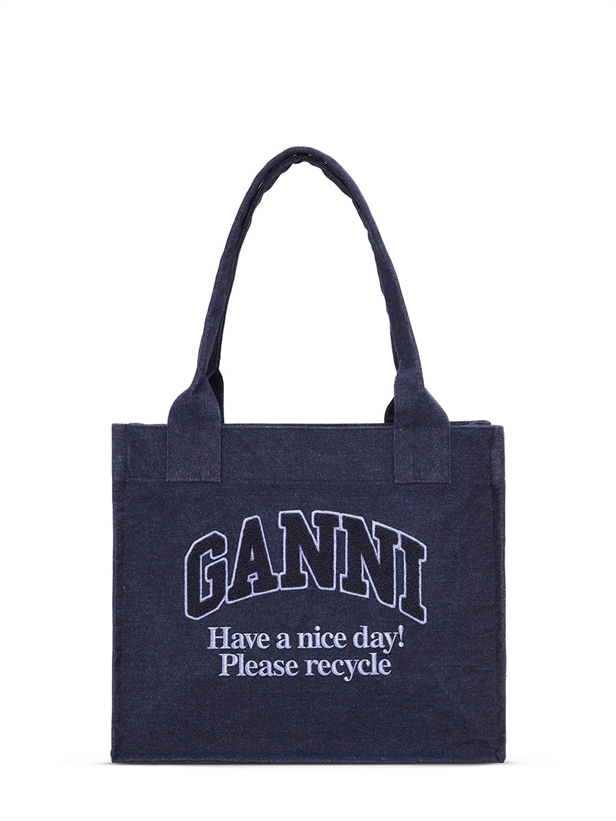 Ganni A6168 Large Easy Shopper Denim Dark Navy