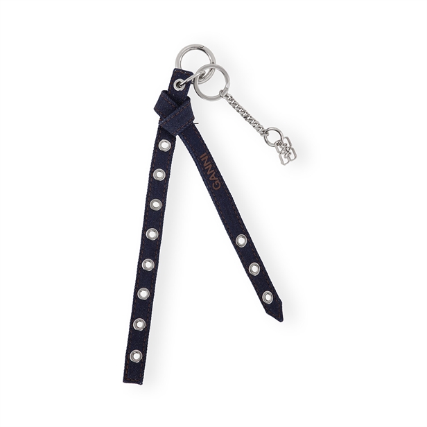 Ganni A6260 Ganni Eyelet Keyring Denim Dark Navy