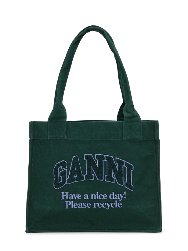 Ganni A6280 Large Easy Shopper Denim Forest Night