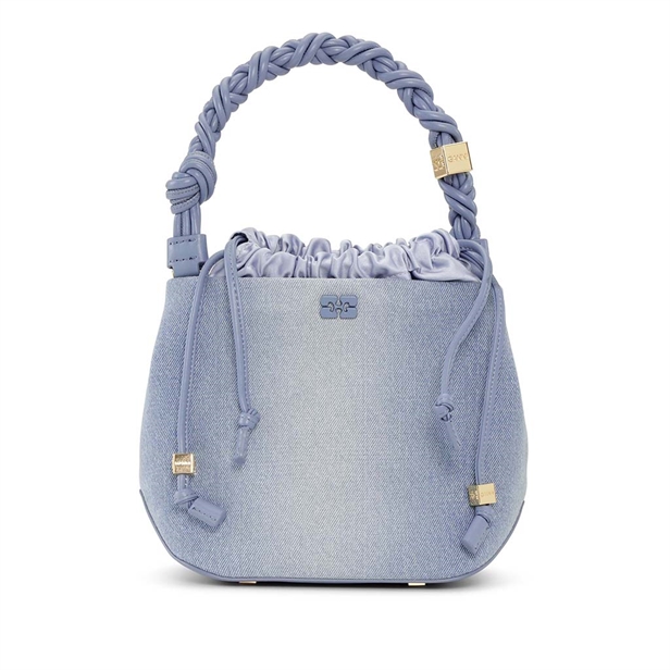 Ganni A6495 Ganni Bou Bucket Bag Washed Denim Charms Faded Denim