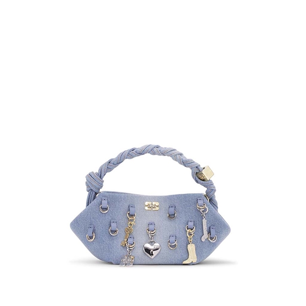 Ganni A6512 Ganni Bou Bag Mini Washed Denim Charms Faded Denim